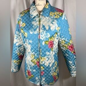 Vintage Kate Hill 100% Silk Quilted Floral Jacket